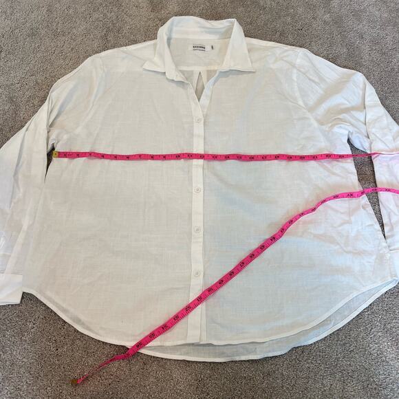 Saovere Women's Longsleeve White Button Down Cotton Linen Size XXL - Picture 8 of 8